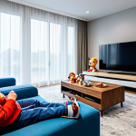 퍼피구조대 시청 연령대 분석 - **

A happy, fully clothed family of four watching "Paw Patrol" on TV in their living room. The room...
